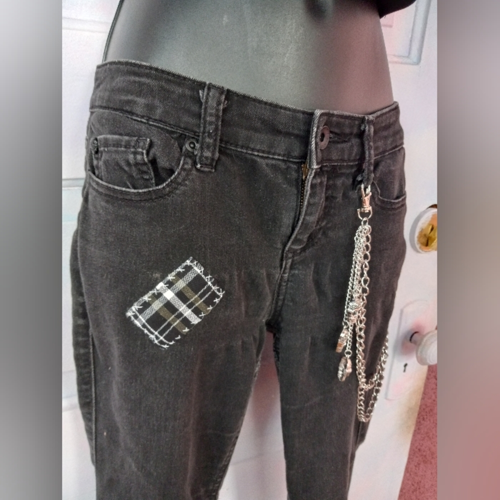 Frankensteins Monster & Bride mashup custom OOAK unique skinny jeans! - Picture 9 of 12